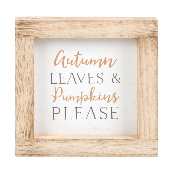 Something Different Autumn Leaves & Pumpkins Please Wooden Framed Plaque White/Brown One Size
