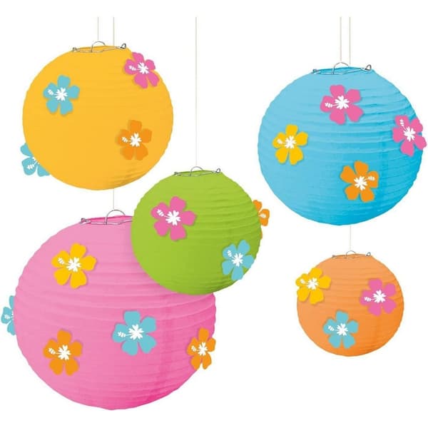 Amscan Paper Hibiscus Lantern (Pack of 5) Multicoloured One Size
