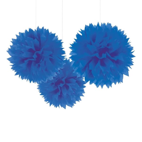 Amscan Paper Pom Pom Hanging Decoration (Pack of 3) Royal Blue One Size