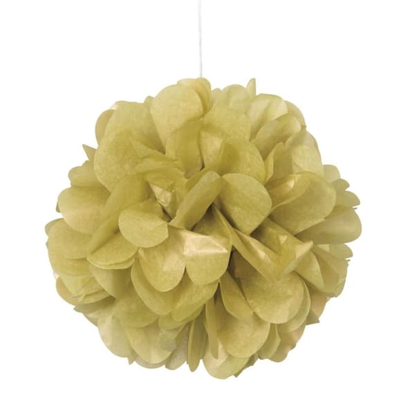 Unique Party Tissue Paper Pom Pom Hanging Decoration (Pack of 3) Gold One Size