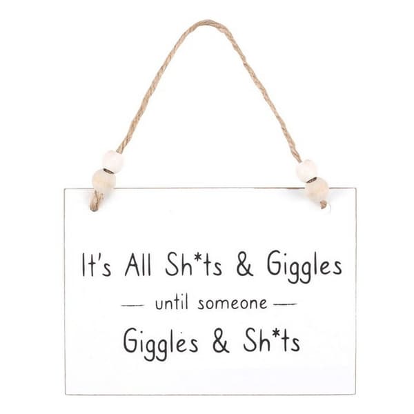 Something Different Shits & Giggles Hanging Sign White/Black One Size