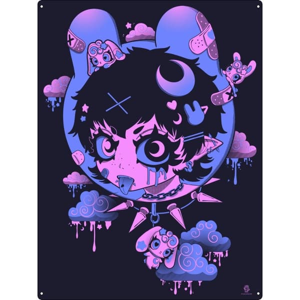Cosmic Boop Space Traveller Tin Plaque Black/Purple/Pink L