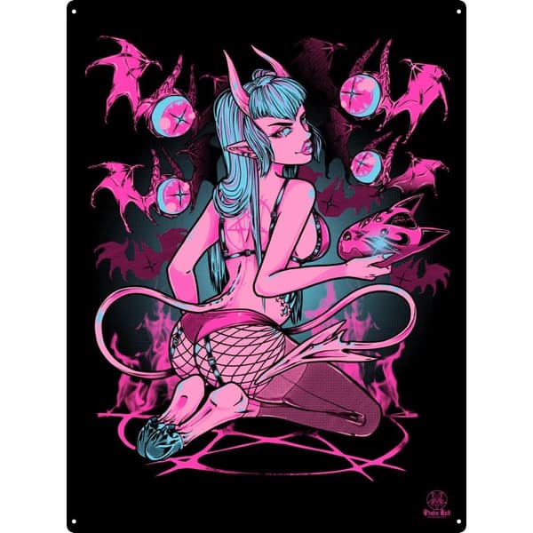 Pinku Kult Shi-Chan Tin Plaque Black/Pink L