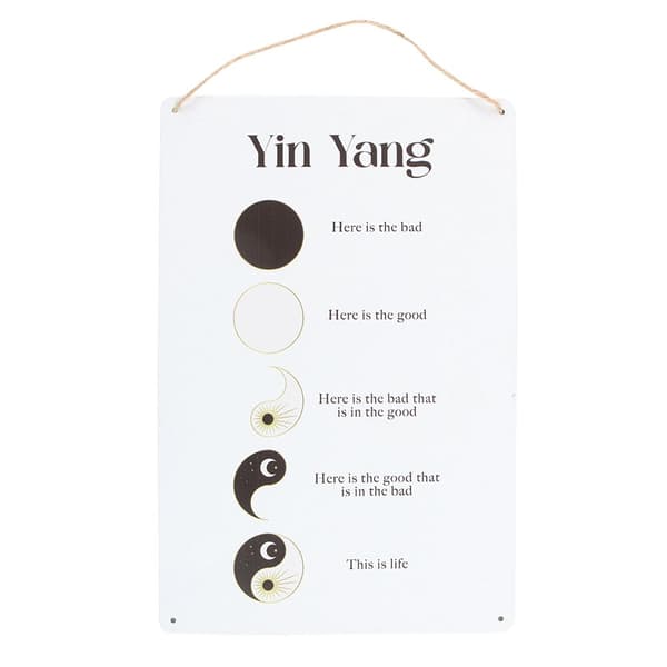 Something Different Tin Yin Yang Hanging Sign White/Black One Size