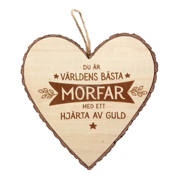 Hjärta Trä Morfar wooden heart