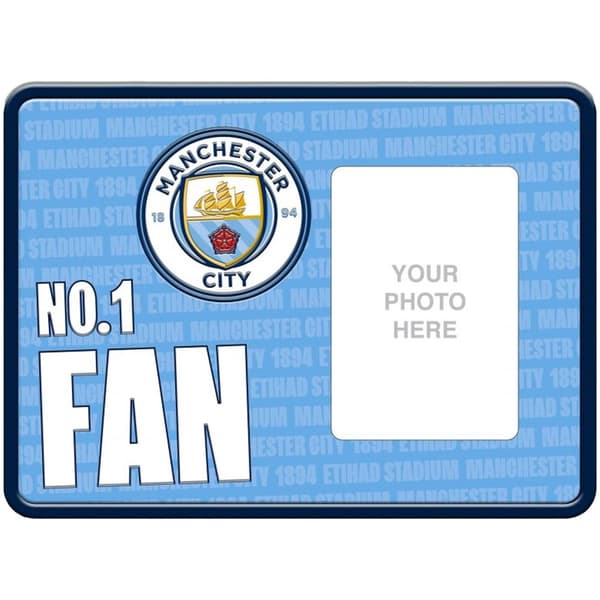 Manchester City FC No.1 Fan Metal Embossed Photo Frame Sky Blue/White/Yellow One Size