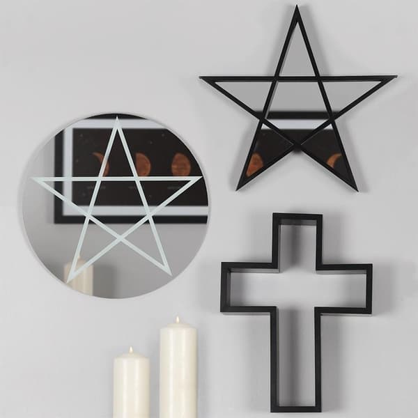PENTAGRAM 2i1 Väggkonst m Spegel . 40cm i diameter