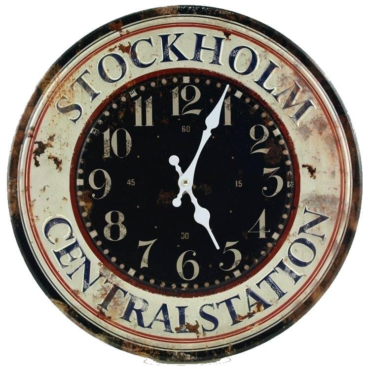 Klocka ur vägg Stockholm metall relief väggklocka 40cm