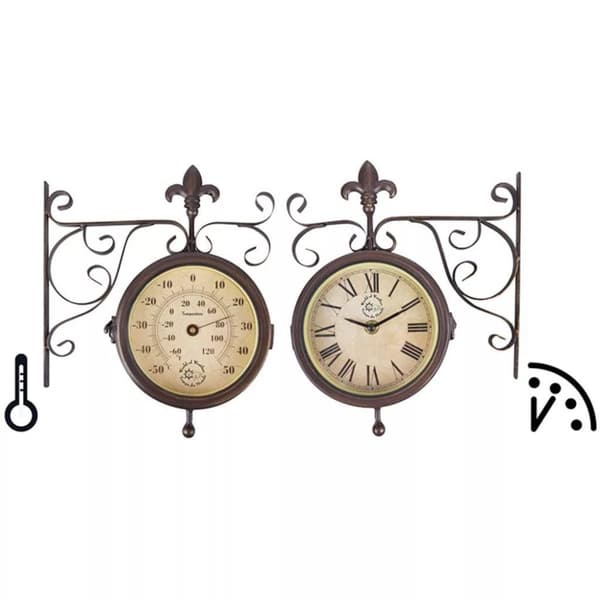 Esschert Design Stationsklocka med termometer TF005
