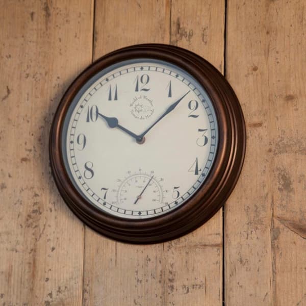 Esschert Design Stasjonsklokke med termometer 30,5 cm TF007