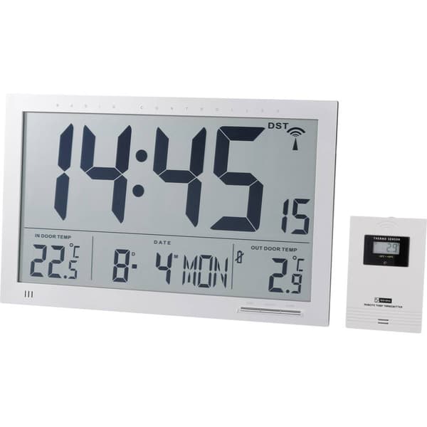 Eurochron EFWU Jumbo 102 DCF Väggklocka 370 mm x 230 mm x 30 mm Silver