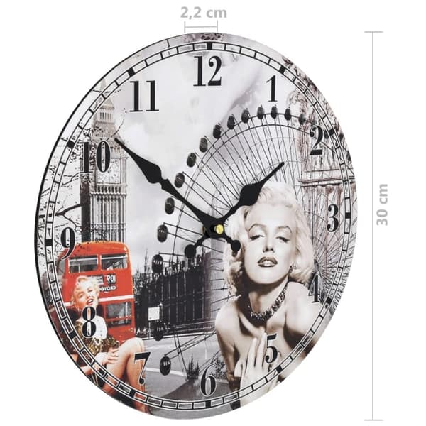 vidaXL vægur i vintagestil Marilyn Monroe 30 cm