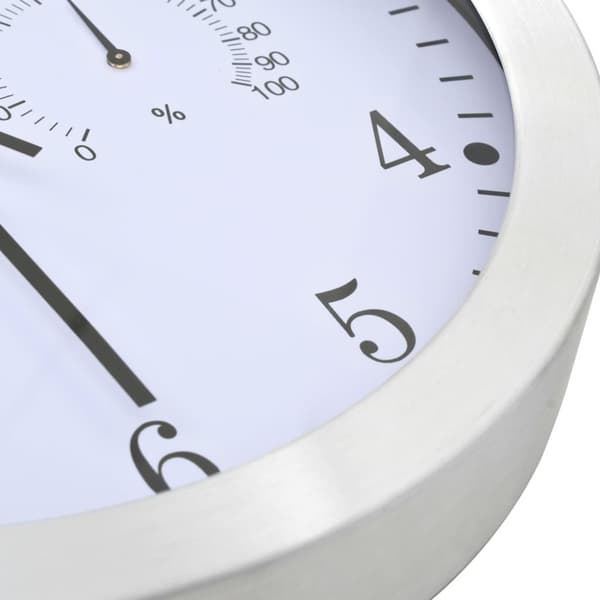 vidaXL Veggur med kvartsurverk hygrometer og termometer 30 cm hvit