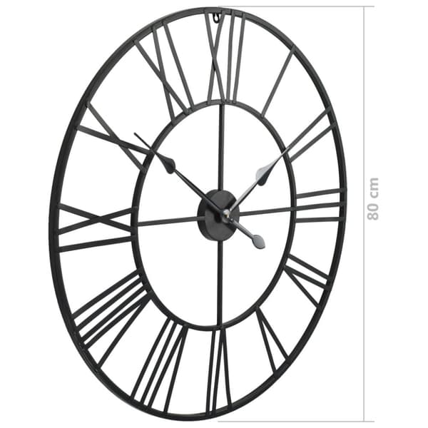 vidaXL Veggklokke vintage med kvarts-urverk 80 cm XXL metallfarget