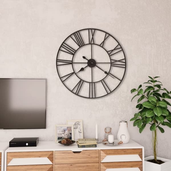 vidaXL Veggklokke vintage med kvarts-urverk 80 cm XXL metallfarget