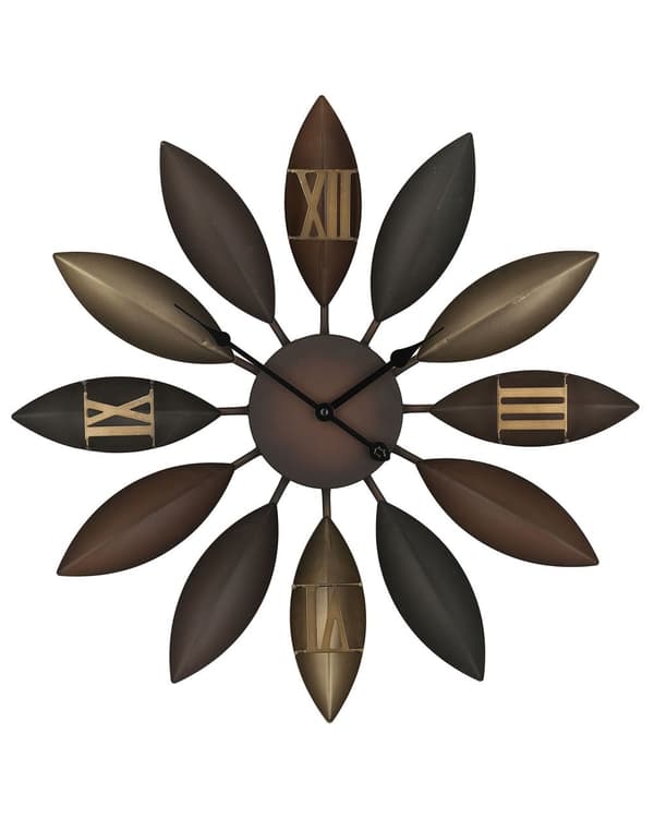 Vægur Brun Jernramme blomst Form Design Romertal Rund 55 cm Moderne Stil