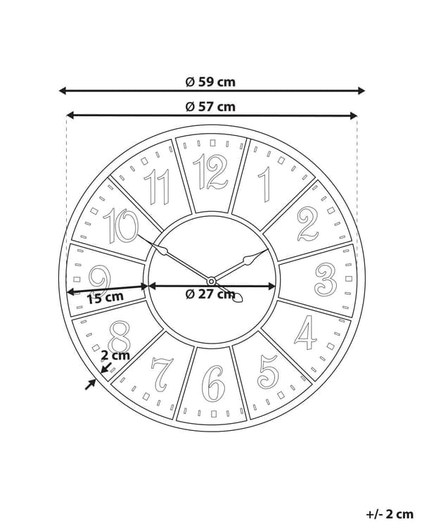 Vægur Flerfarvet Distressed Jern ø 59 cm Vintage Rustikt med Tal Mønster Design Tog Station Antik til Stue Entré Køkken Indretning