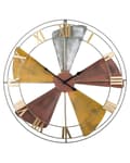 Miniatyrbillede 1 af 5: Vægur Flerfarvet sølv jern ø 60 cm rund Distressed Stel Design Romertal med ventilator blade form