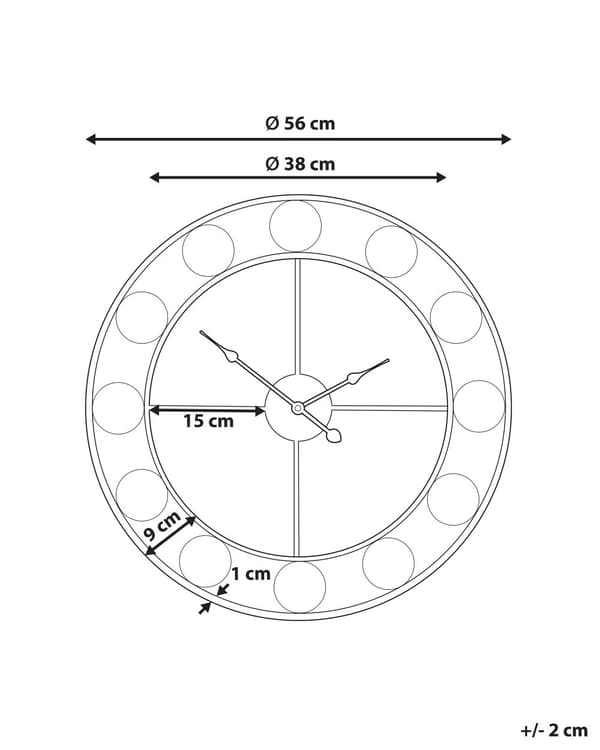 Väggklocka Flerfärgade Bollar Sliten Järnram Design Rund 56 cm