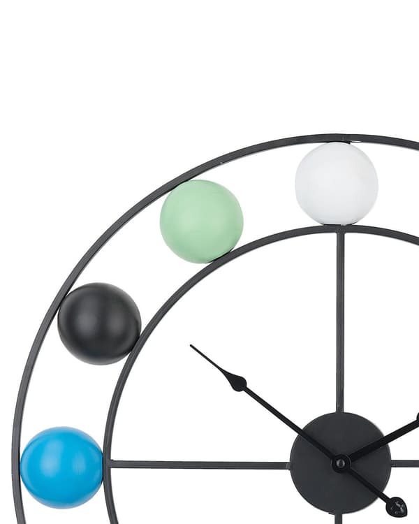 Väggklocka Flerfärgade Bollar Sliten Järnram Design Rund 56 cm