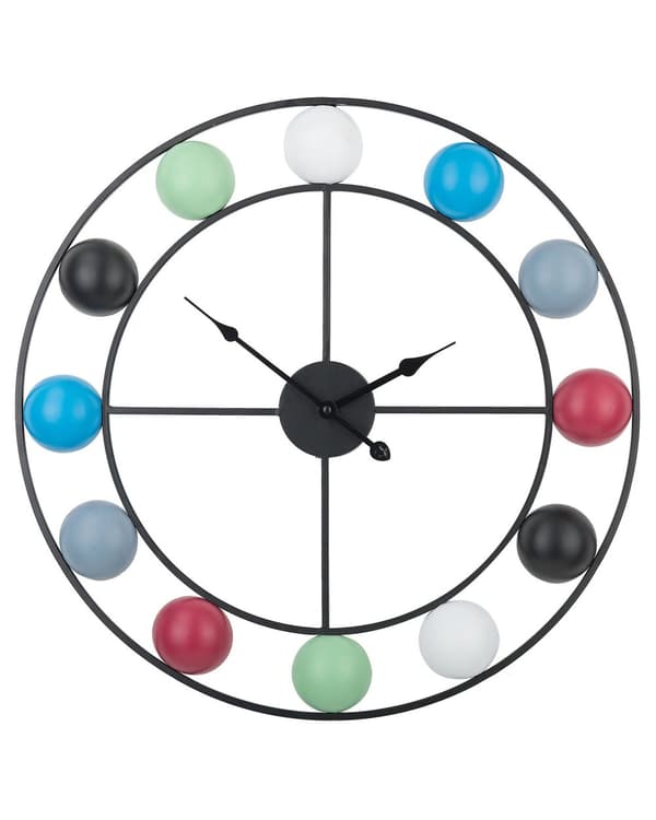 Väggklocka Flerfärgade Bollar Sliten Järnram Design Rund 56 cm