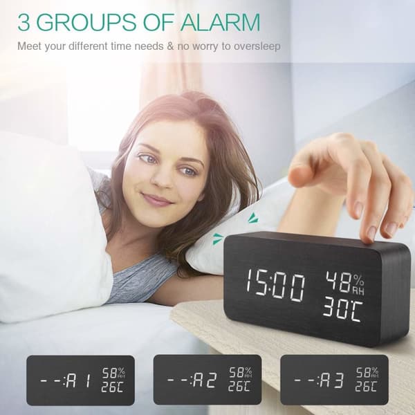 INF Digital LED vækkeur - sort 1502