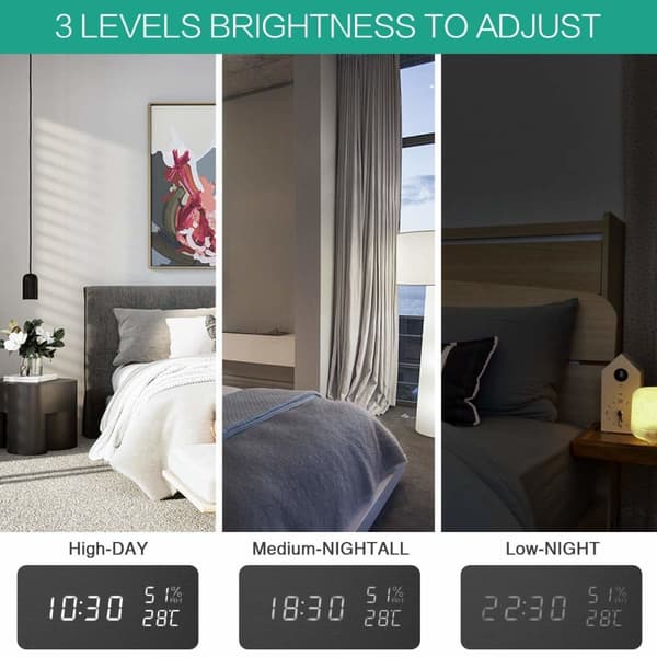 INF Digital LED vækkeur - sort 1502
