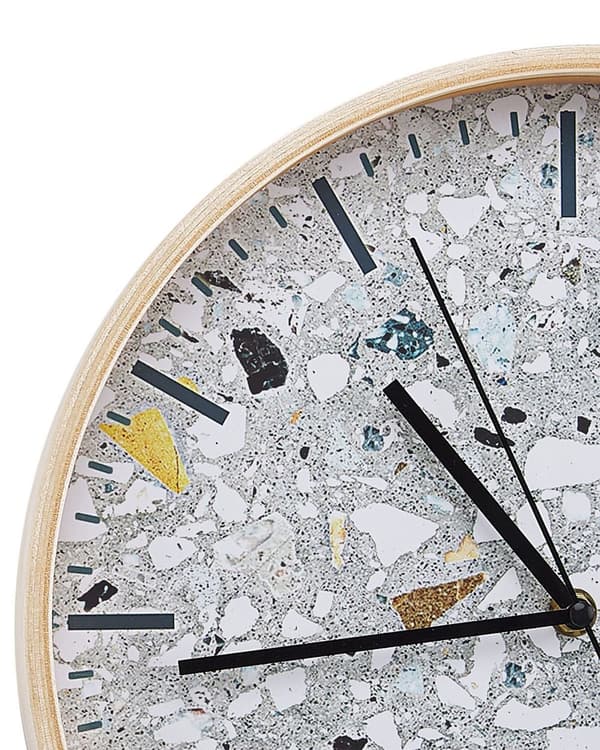 Vægur Grå Lyst Træ ø 31 cm Dekorativ Rund Ur til Væg Industriel Boho Beton Design Granit Effekt Køkkenur Stue Børneværelse Tilbehør
