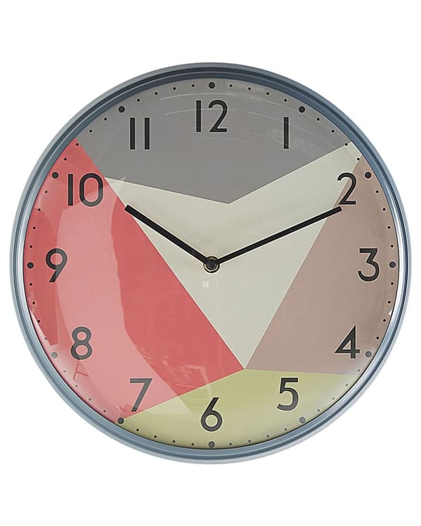 Vægur Grå Flerfarvet Metal ø 33 cm Dekorativt Rundt Mønstret Køkkenur i Retro Design Skandinavisk Stueur til Soveværelse Børneværelse Tilbehør