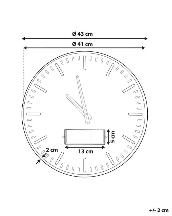 Seinäkello punaruskea MDF-levyä kultainen metallireunus 60 cm pyöreä digitaalisella näytöllä