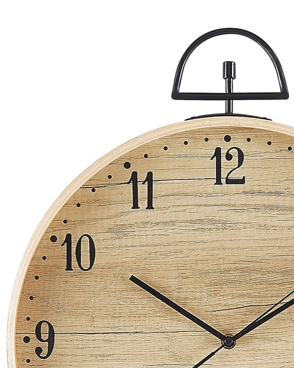 Väggklocka MDF Ljust Trä Vintage Design Träeffekt Rund 40 cm