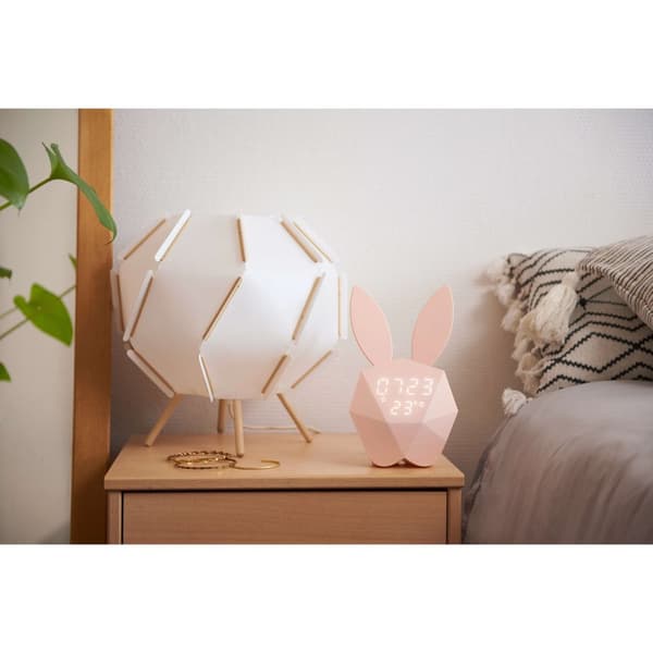 Vekkerklokke Kanin med Nattlampe, Lyserosa