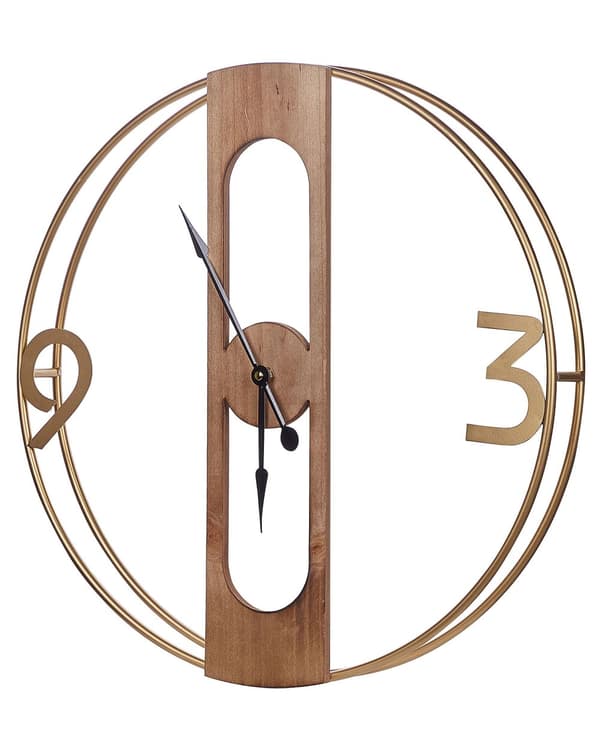 Väggklocka Brun MDF-Trä 50 cm Träeffekt Rustika Rum Sovrum Vardagsrum