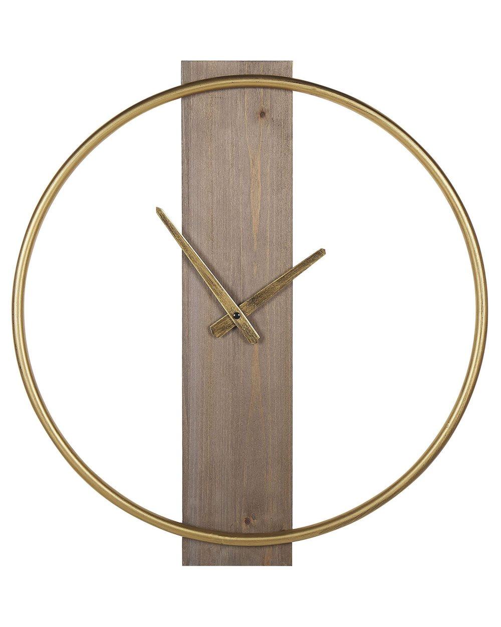 Väggklocka rund 47 cm guld/ljusträ CASITAS