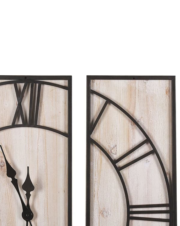 Väggklocka Ljusträ 3 Delar 75 x 75 cm Handgjord Svart Metallram