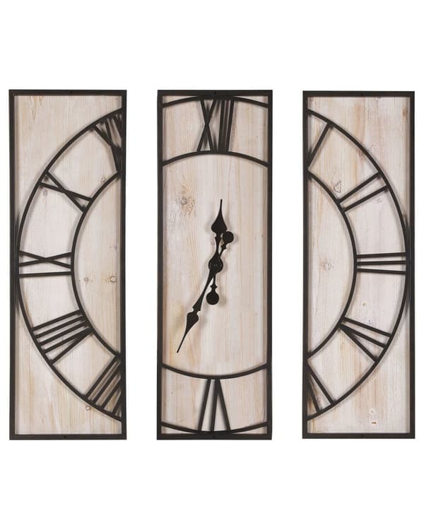 Väggklocka Ljusträ 3 Delar 75 x 75 cm Handgjord Svart Metallram