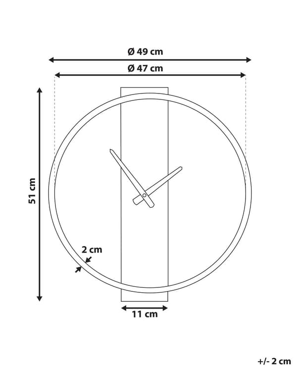 Seinäkello vaalea puu/kulta pyöreä ø 47 cm käsin tehtyrustiikkinen minimalistinen tyyli