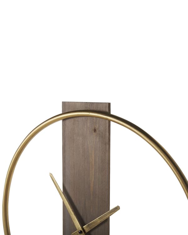 Seinäkello vaalea puu/kulta pyöreä ø 47 cm käsin tehtyrustiikkinen minimalistinen tyyli