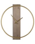 Pikkukuva 1 / 5: Seinäkello vaalea puu/kulta pyöreä ø 47 cm käsin tehtyrustiikkinen minimalistinen tyyli