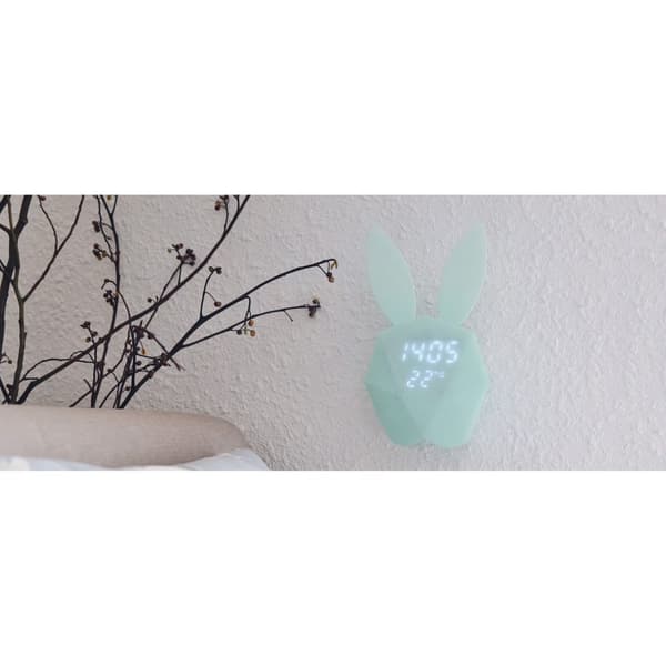 Vækkeur med Natlys Rabbit Lyseblå