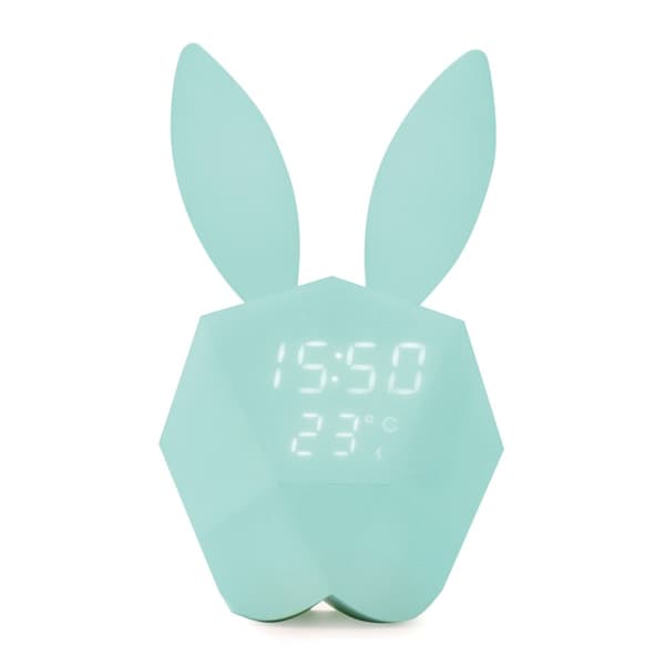 Vækkeur med Natlys Rabbit Lyseblå