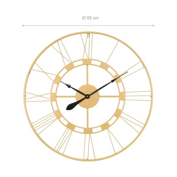 WOMO-DESIGN | Design vægur Stockholm Ø92cm rund lavet af jern i vintage stil gammelt guld med store romertal, stille urværk uden tikkende lyde