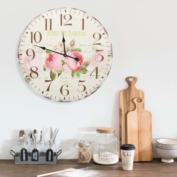 vidaXL Väggklocka vintage blomma 60 cm