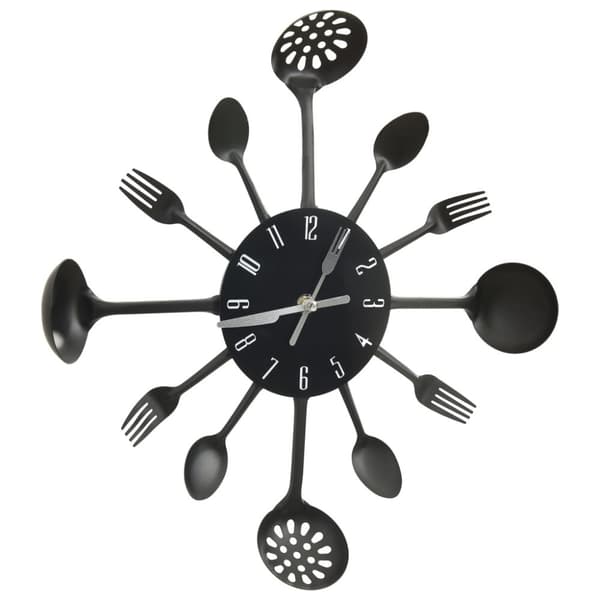 vidaXL 325163  Wall Clock with Spoon and Fork Design Black 40 cm Aluminium