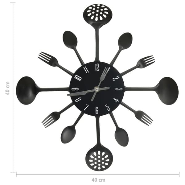 vidaXL 325163  Wall Clock with Spoon and Fork Design Black 40 cm Aluminium