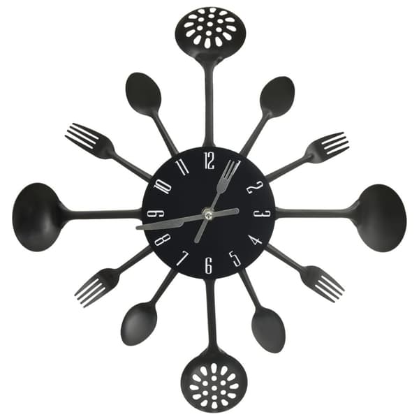 vidaXL 325163  Wall Clock with Spoon and Fork Design Black 40 cm Aluminium