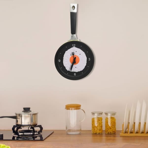 vidaXL 325164 Wall Clock with Fried Egg Pan Design 18,8 cm