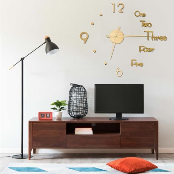 vidaXL 3D-vægur 100 cm moderne design XXL guldfarvet