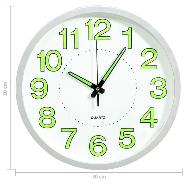 vidaXL lysende vægur 30 cm hvid