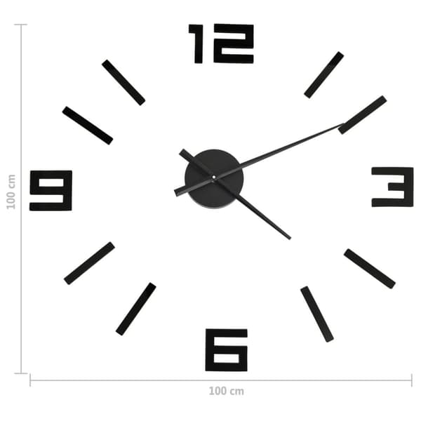 vidaXL Väggklocka 3D modern design svart 100 cm XXL